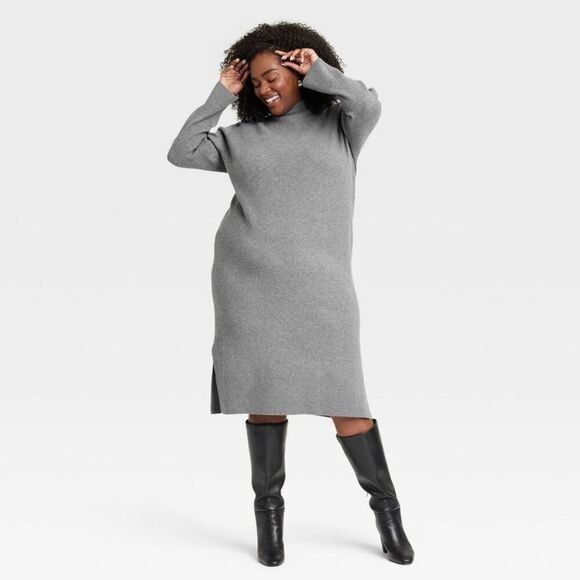 A New Day - Women's Long Sleeve Midi Sweater Dress - A New Day Gray - Picture 1 of 3